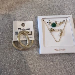 Madewell hoop earrings and charm necklace set